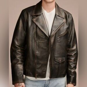 Lucky Brand Men’s Leather Moto Jacket, brand new